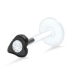 Heart Shaped Stone Set Labret Silver LA-60-1